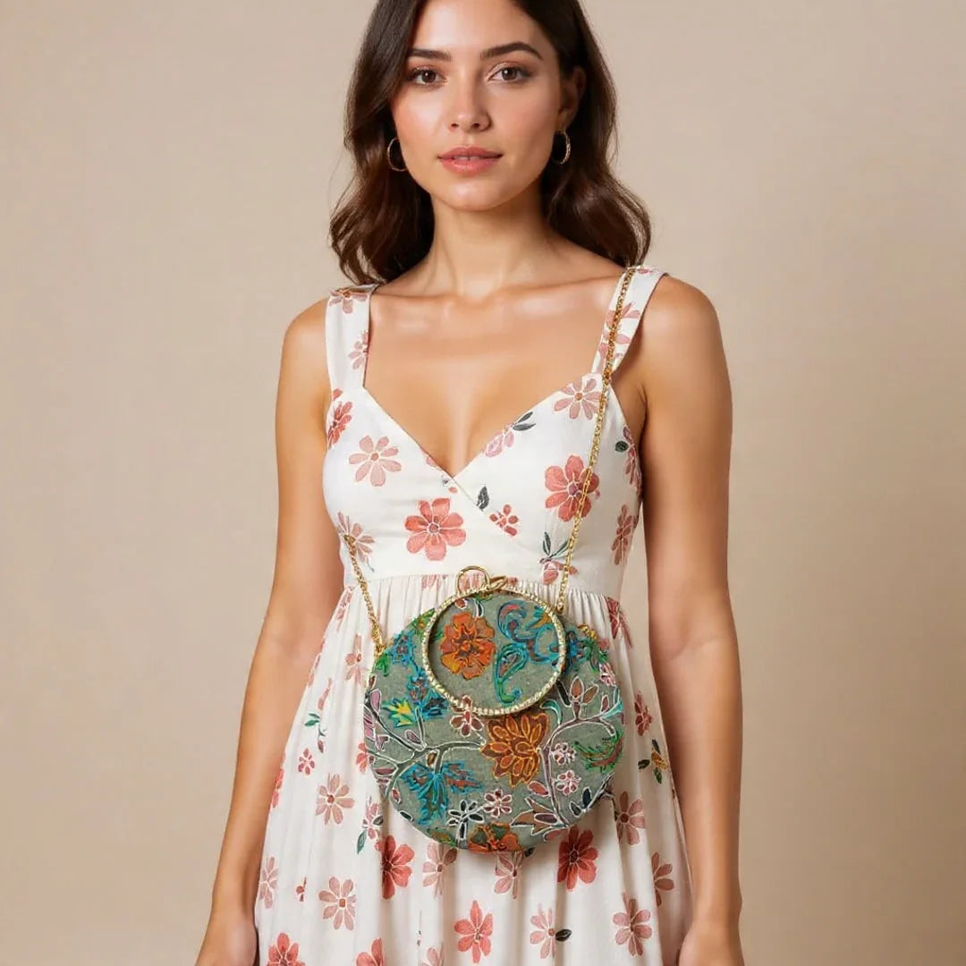 Embroidered Round Clutch | Matka Clutch For Women | Party Bridal  Clutch