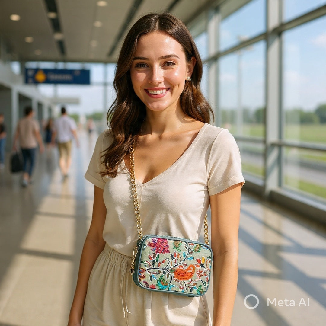 Sling Bag For Women | Kashmiri Embroidered Sling Bag | Women Chain Bag