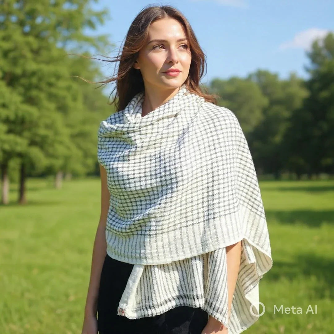 Ladies Semi Pashmina Stole | Neck Scarf | Reversible