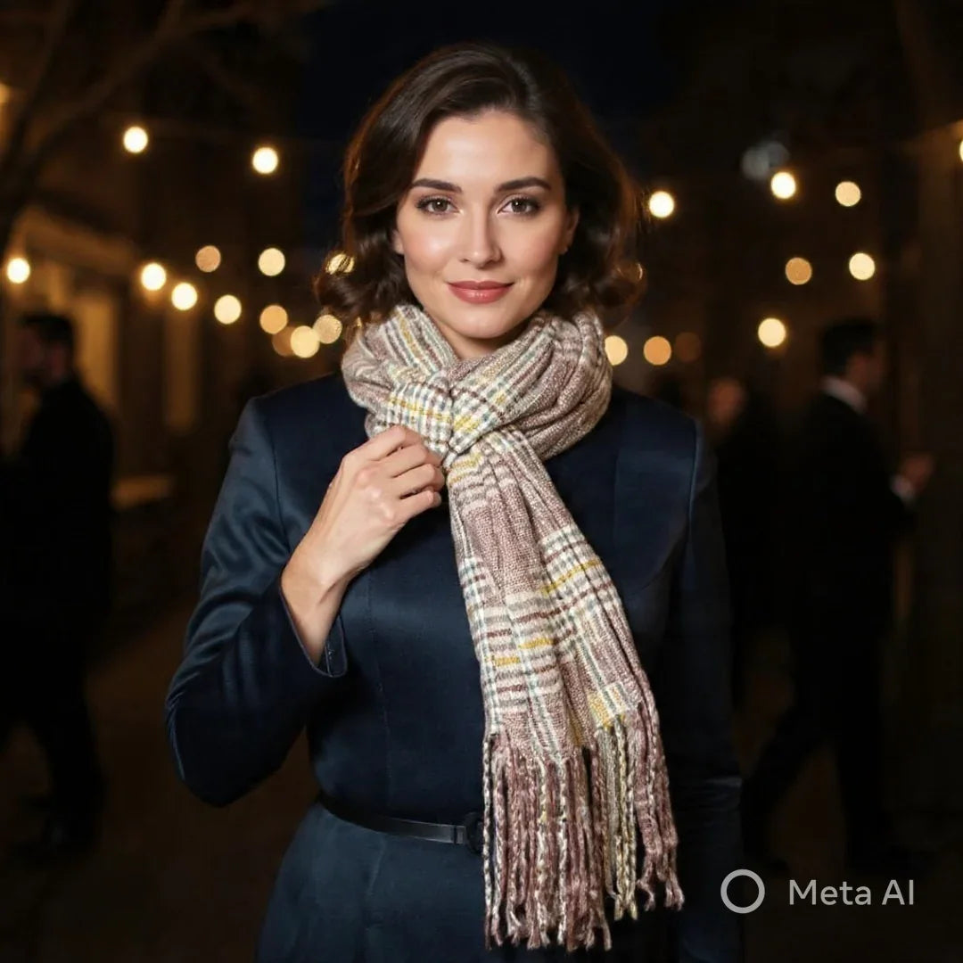 Cashmere Woolen Stole | Check Design | Reversible Stole