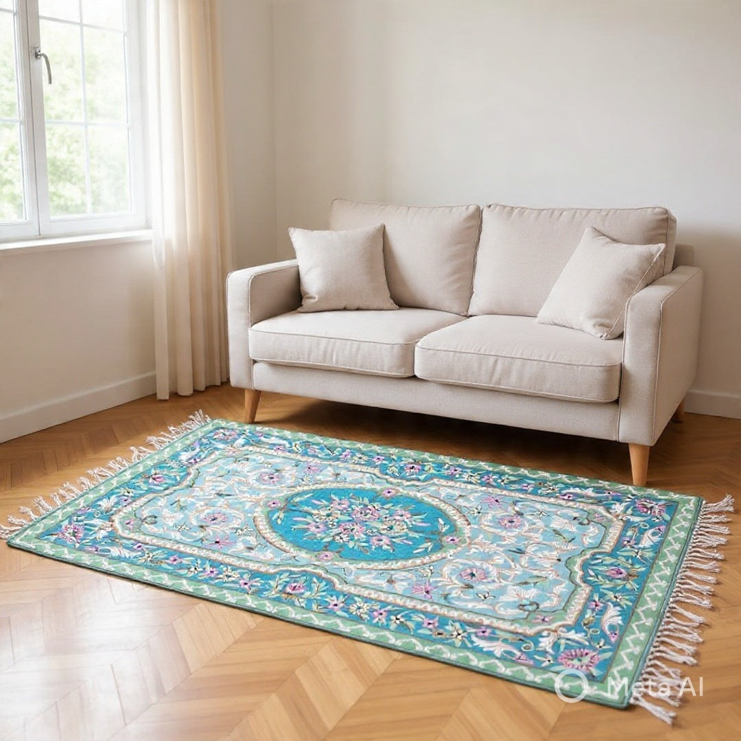 Hand Aari  Embroidered Chain Stitch | Rugs & Wall Hanging | 3ft/5ft