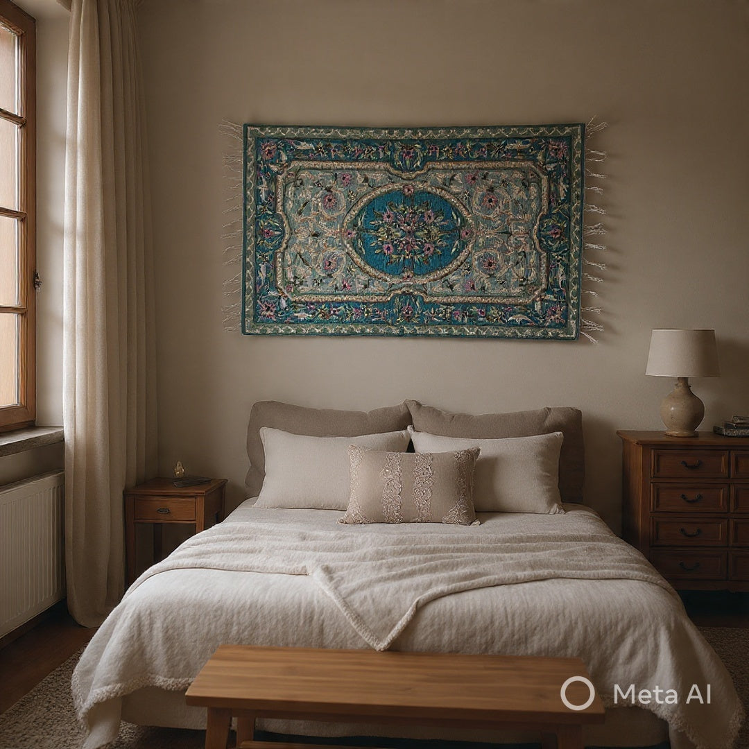 Hand Aari  Embroidered Chain Stitch | Rugs & Wall Hanging | 3ft/5ft