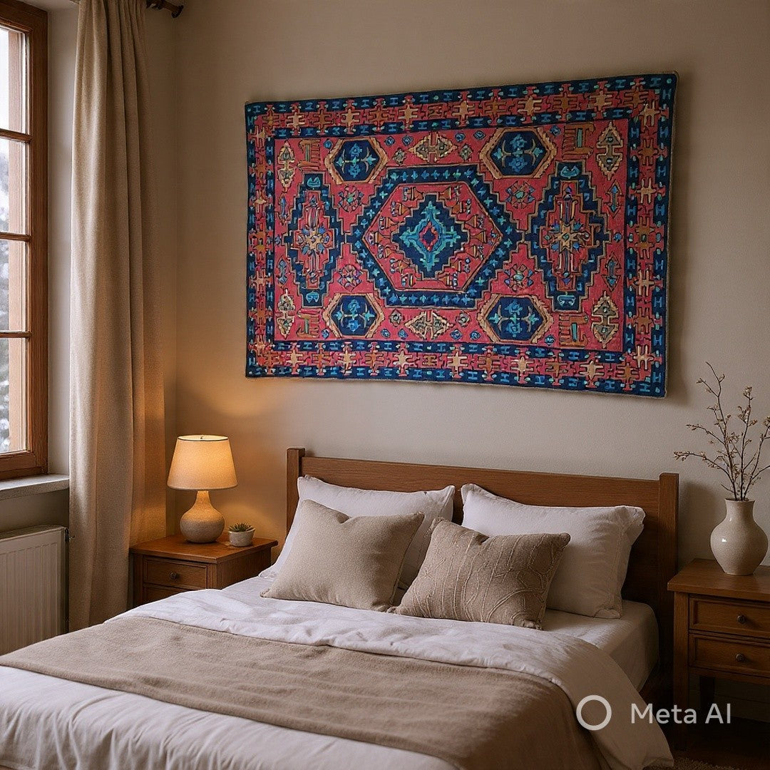 Hand Aari  Embroidered Chain Stitch | Rugs & Wall Hanging | 2.5ft/4ft