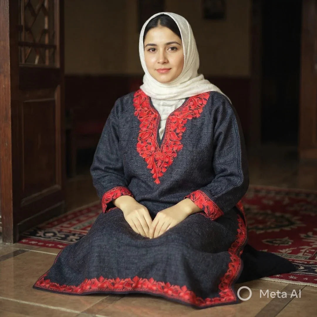 Women Yak Wool Faran | L Grey | V Neck