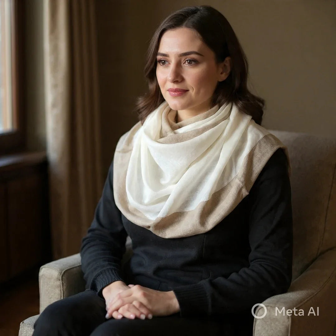 Women Pashmina Muffler | Wave Design | Self Border