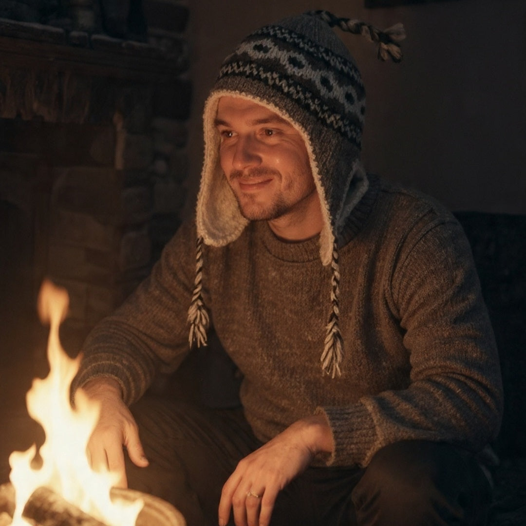 Yakwool Men Cap | Flaxseed inside | Handwoven