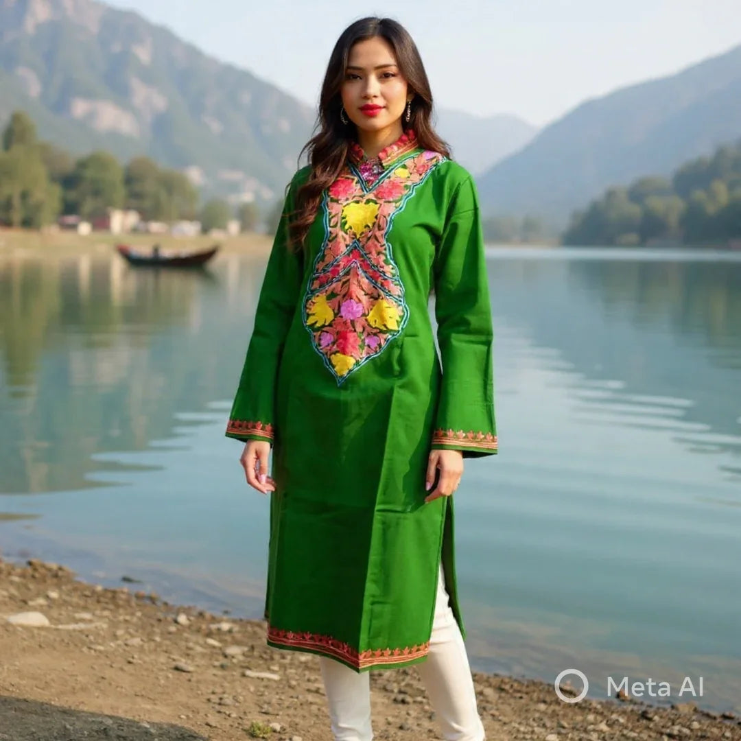 Woollen Long Kurties | Coller V-Neck | XXL