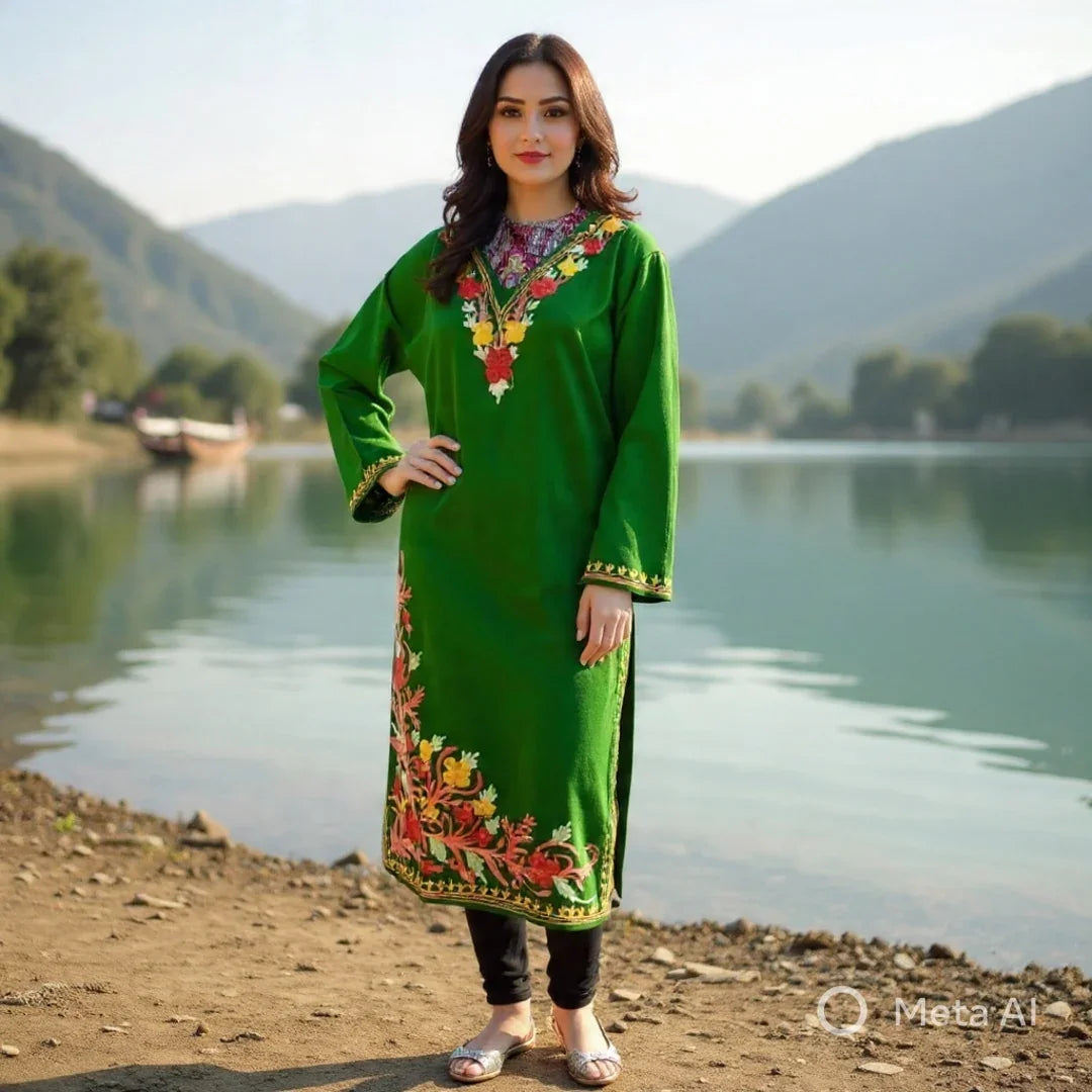 Woollen Long Kurties | Coller V-Neck | XXL