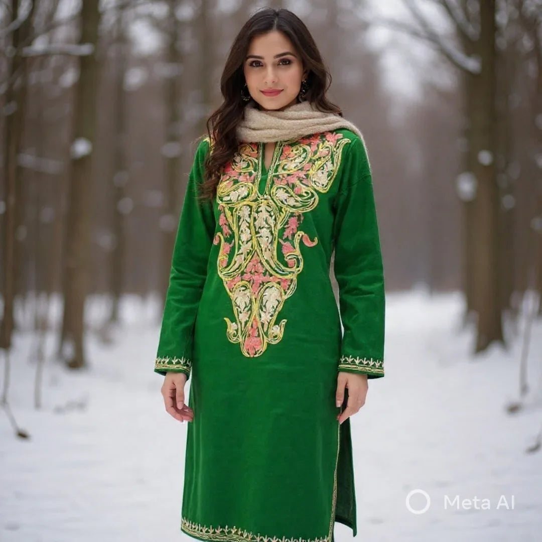 Woollen Long Kurties | Coller V-Neck | XXL