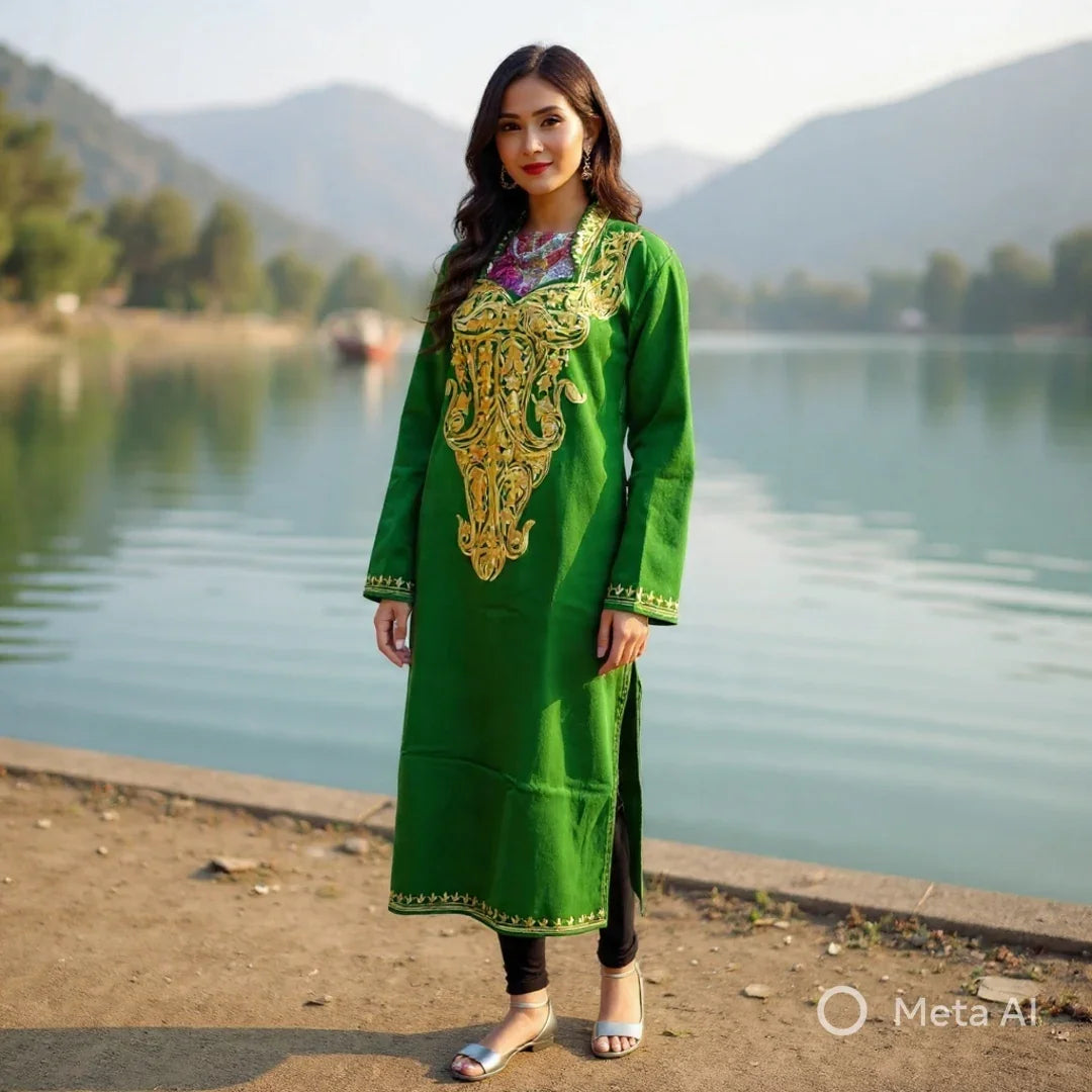 Woollen Long Kurties | Coller V-Neck | XXL