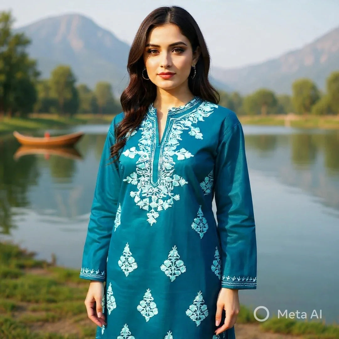 Woollen Long Kurties | Coller V-Neck | XL