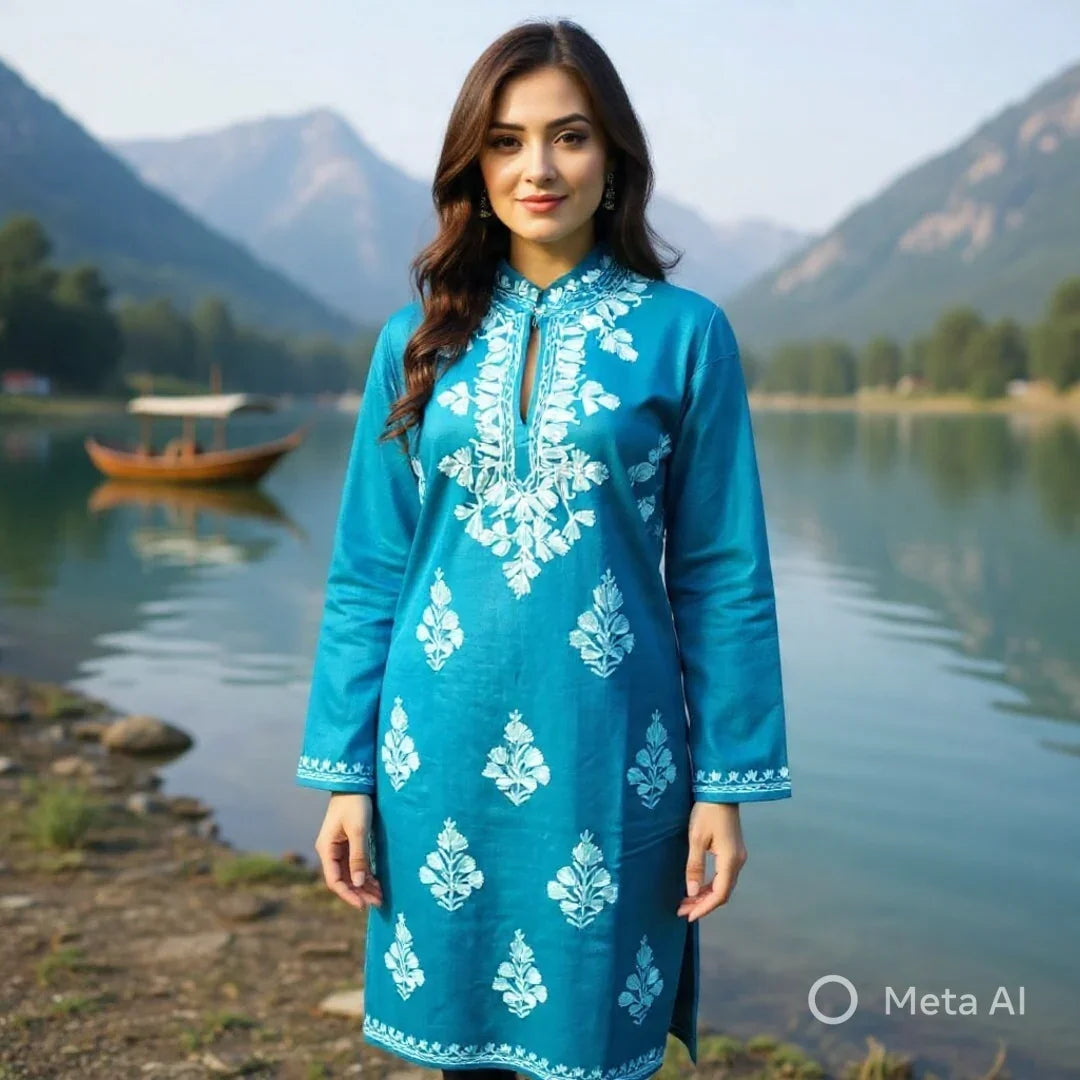 Woollen Long Kurties | Coller V-Neck XXL