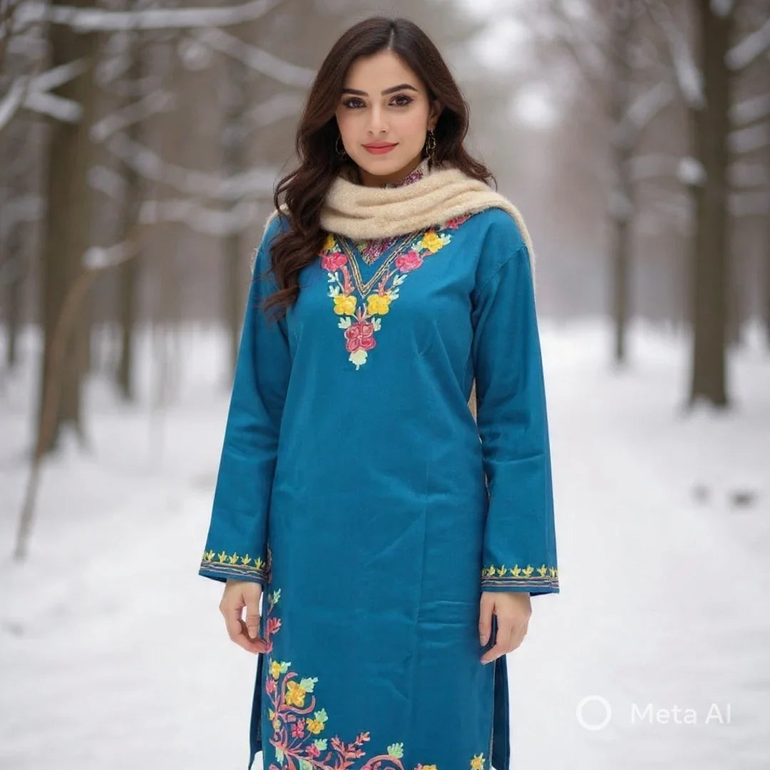 Woollen Long Kurties | Coller V-Neck XXL