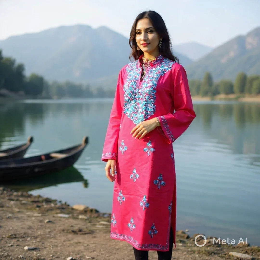 Woolen Long Kurties | V-Neck Coller