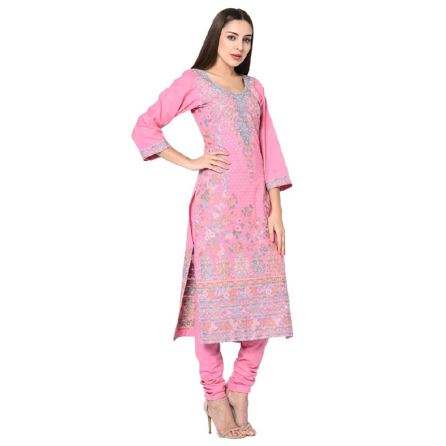 Kani Cotton Suit | Pink Suit | Unstitched Suit - ZANSKAR ARTS