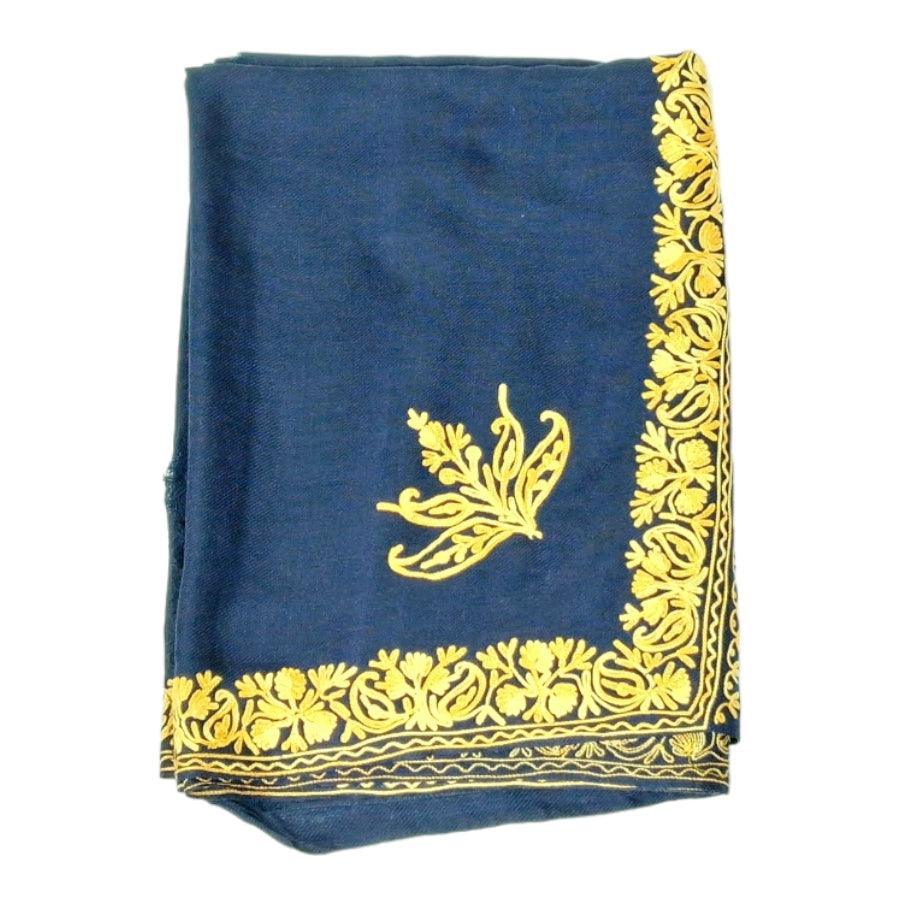 Kashmiri Aari Work Stole | Blue colour | Handwork - ZANSKAR ARTS