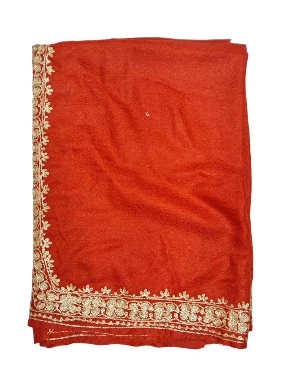 Tilla Border Stole | Zari Border | Red Colour | Handwoven - ZANSKAR ARTS