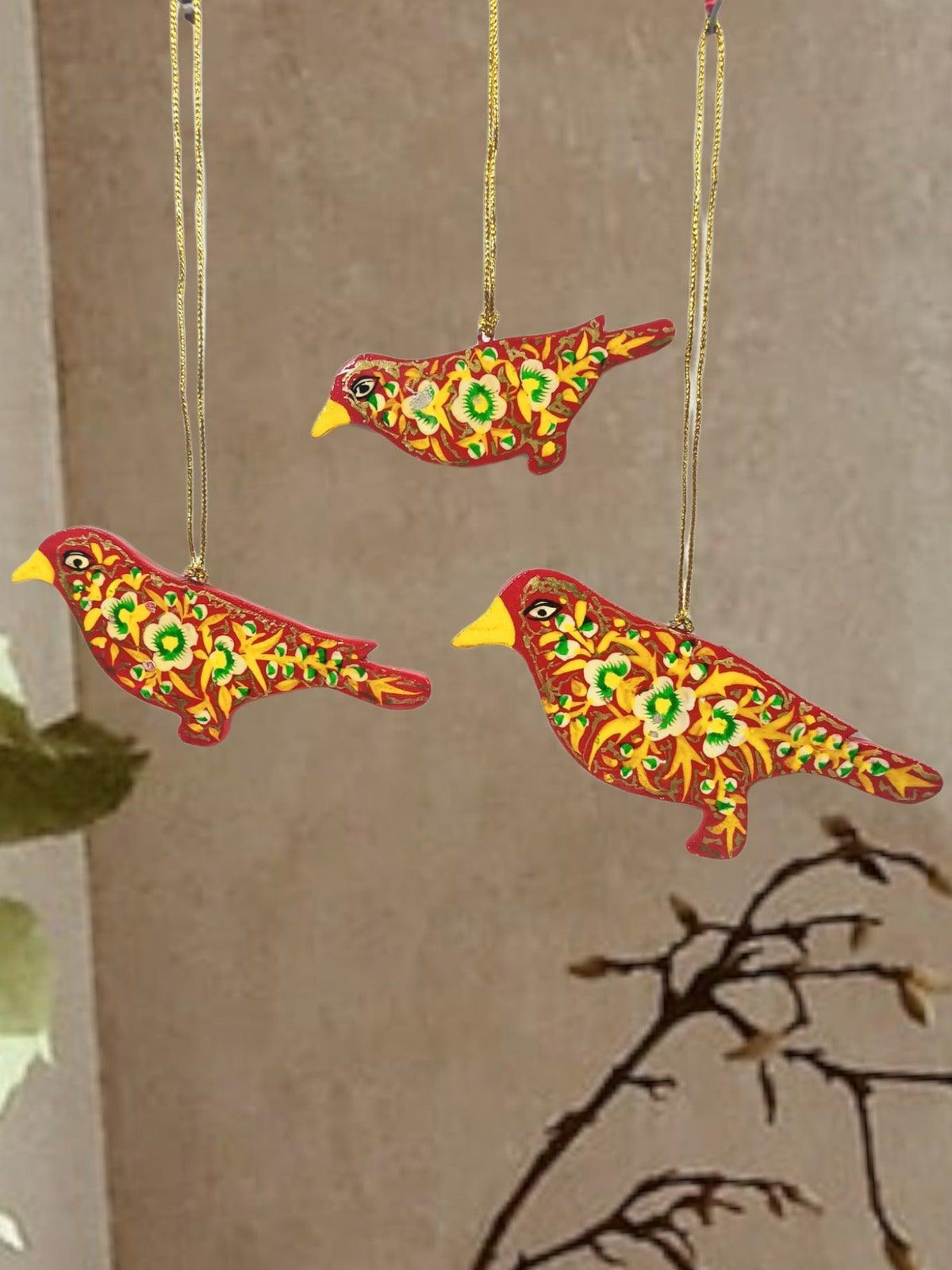 Hanging Sparrow Set | Paper Machie set | 3 Piece Set