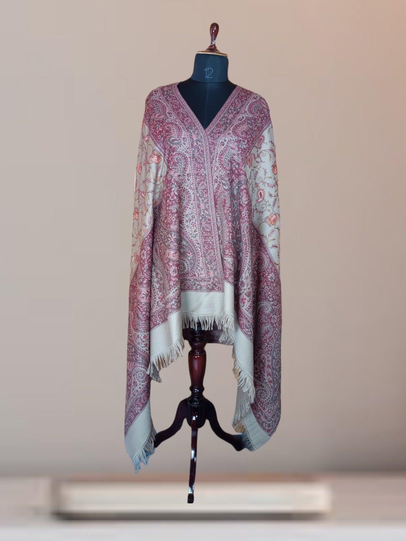 Needle Work Shawl | Woolen Shawl | Multicolor - ZANSKAR ARTS