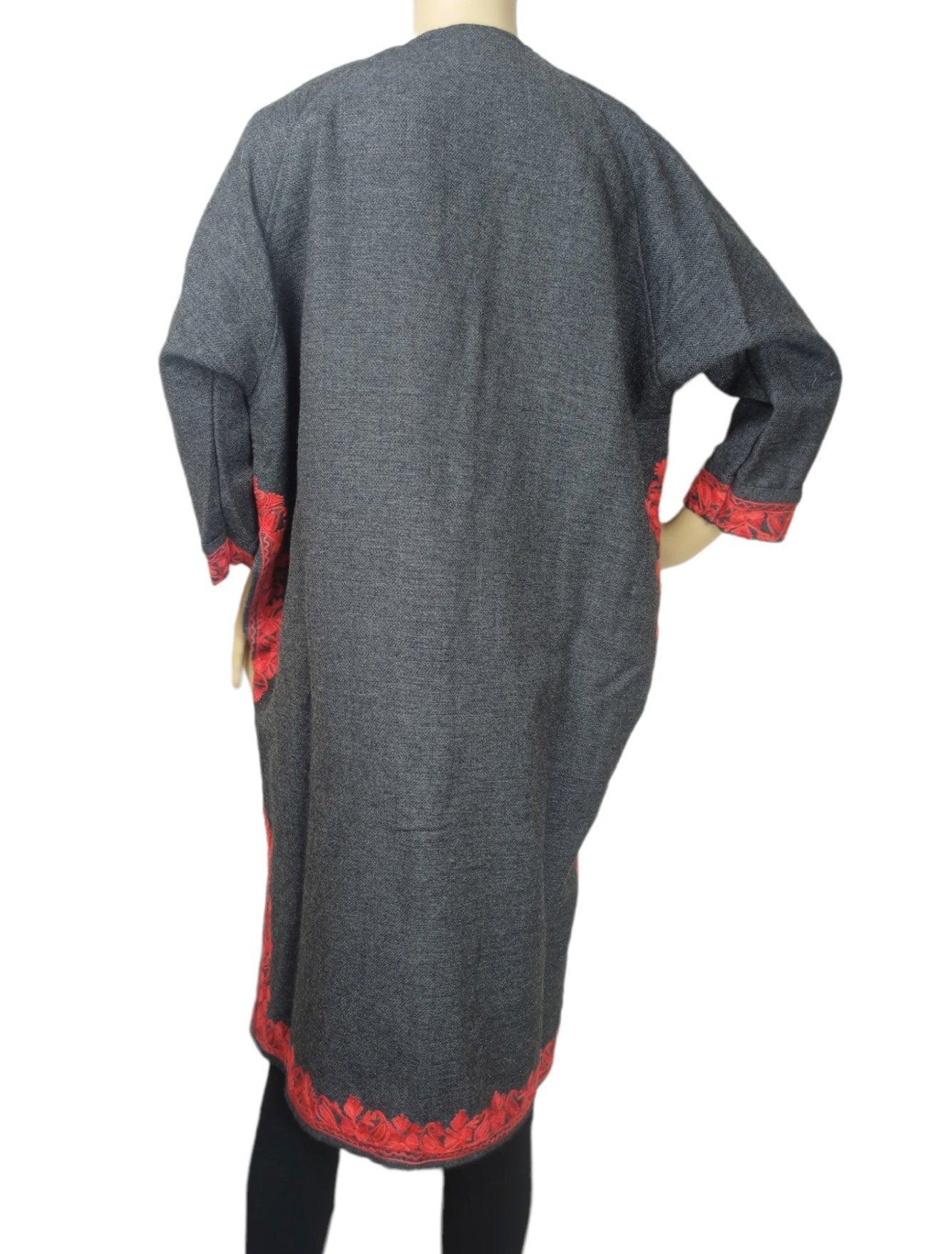 Women Yak Wool Faran | L Grey | V Neck - ZANSKAR ARTS