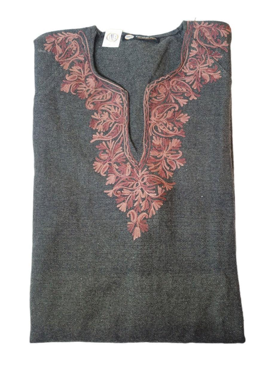 Women Yak Wool Faran | XL Grey | V Neck - ZANSKAR ARTS