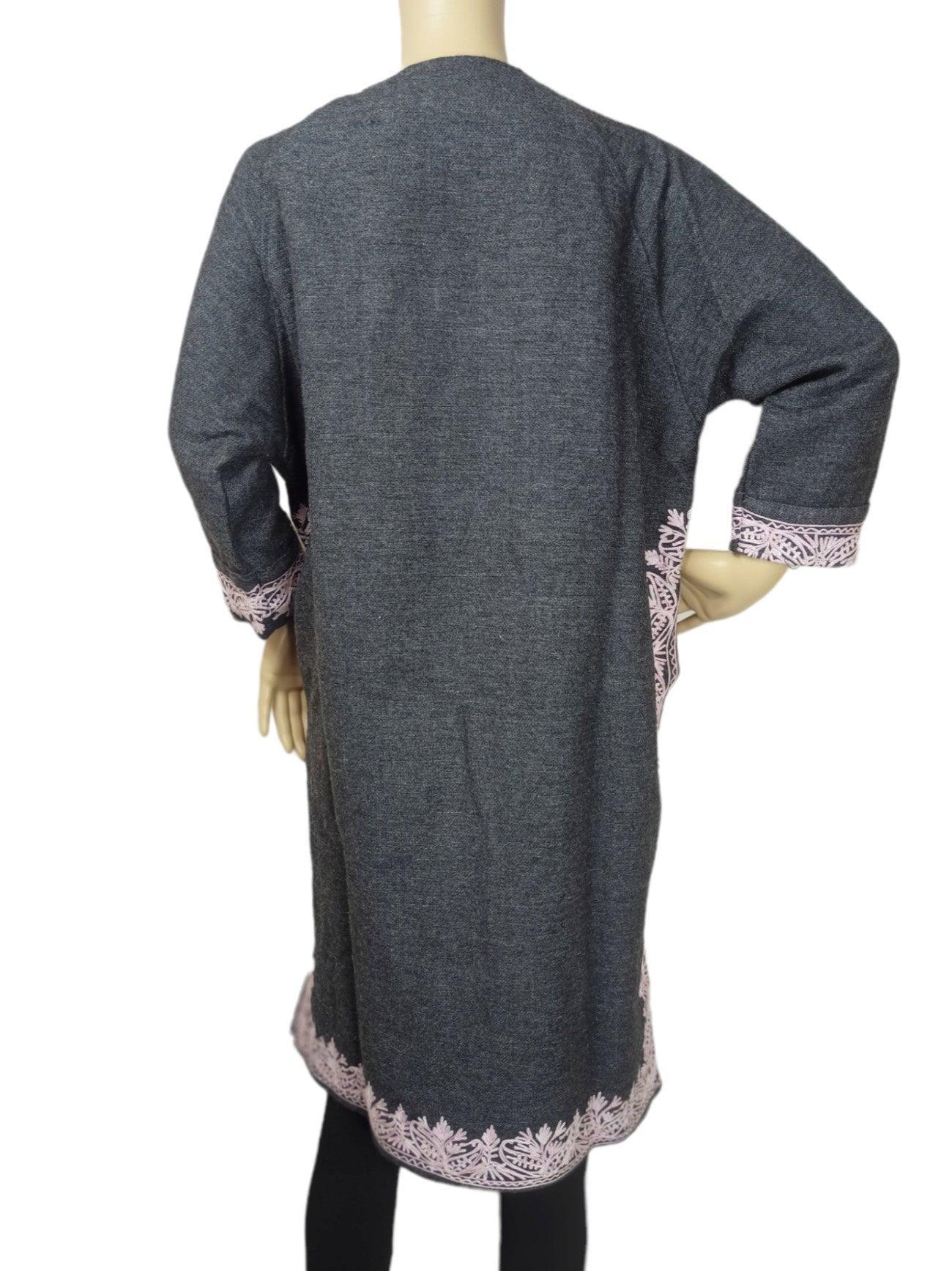 Kids Yak Wool Faran (Pheran) | S Dark Grey | V Neck - ZANSKAR ARTS