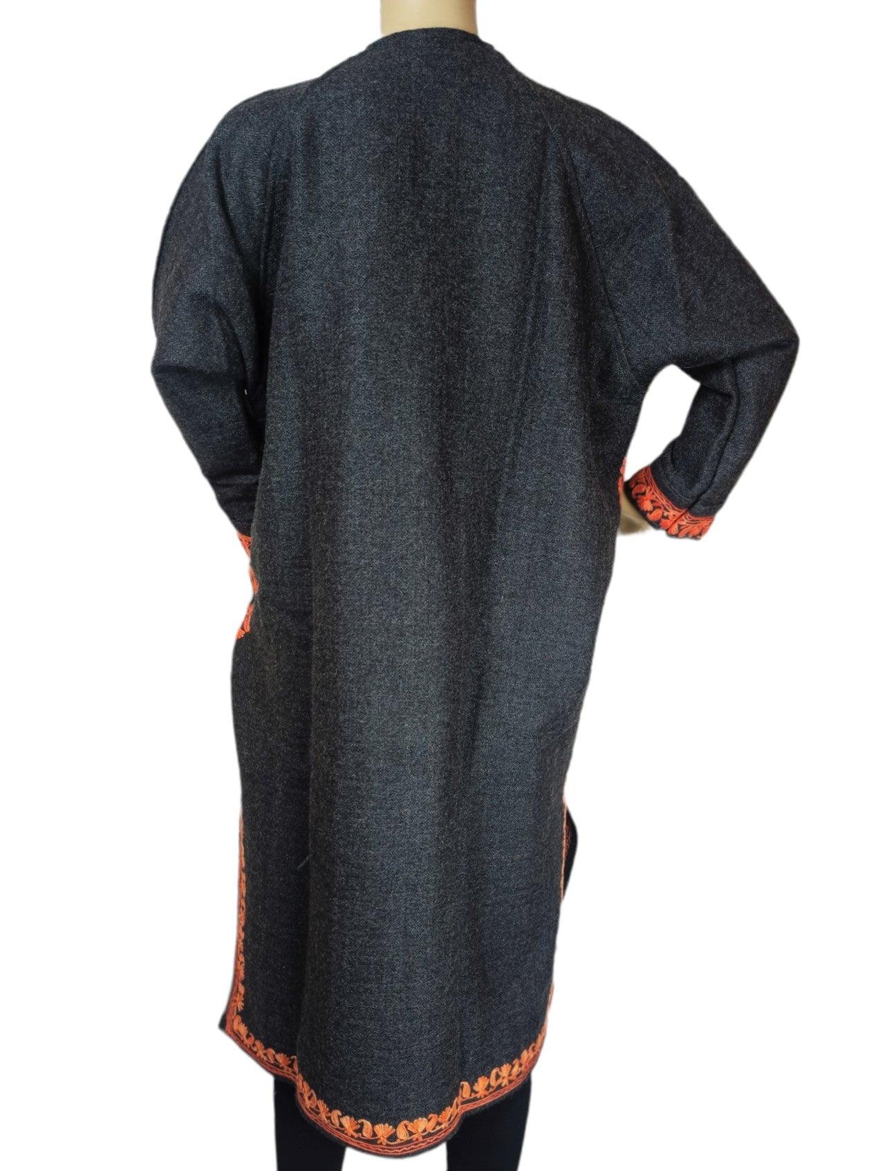 Women Yak Wool Faran | XL Dark Grey | V Neck - ZANSKAR ARTS