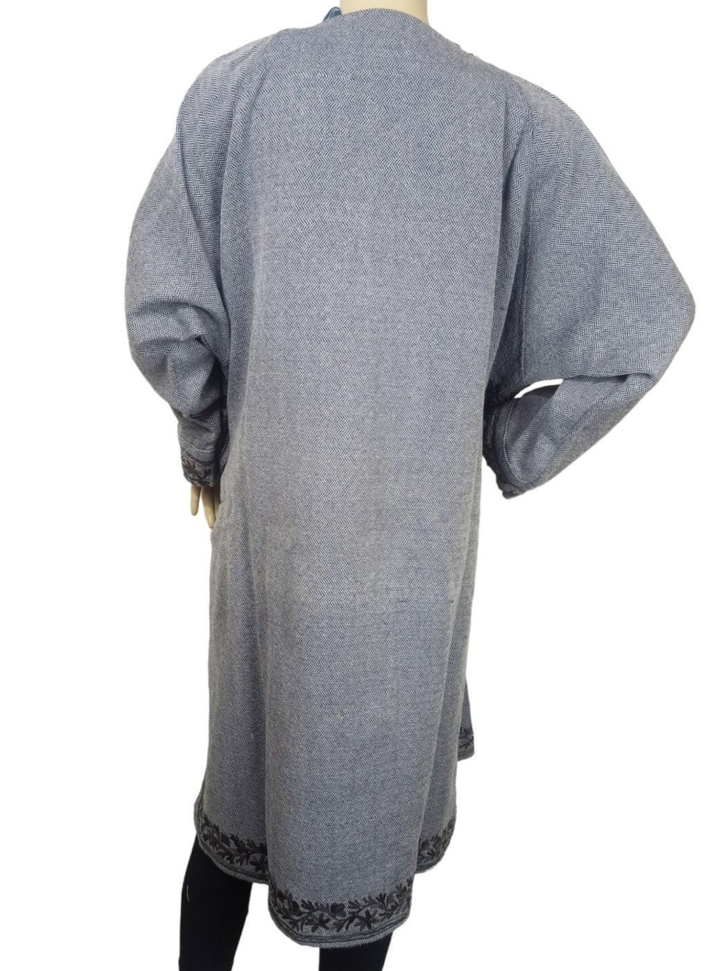 Women Yak Wool Faran | XXL Light Grey | V Neck - ZANSKAR ARTS