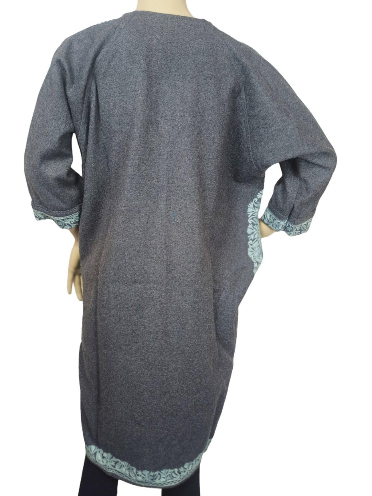 Kids Yak Wool Faran (Pheran) | S Grey | V Neck - ZANSKAR ARTS