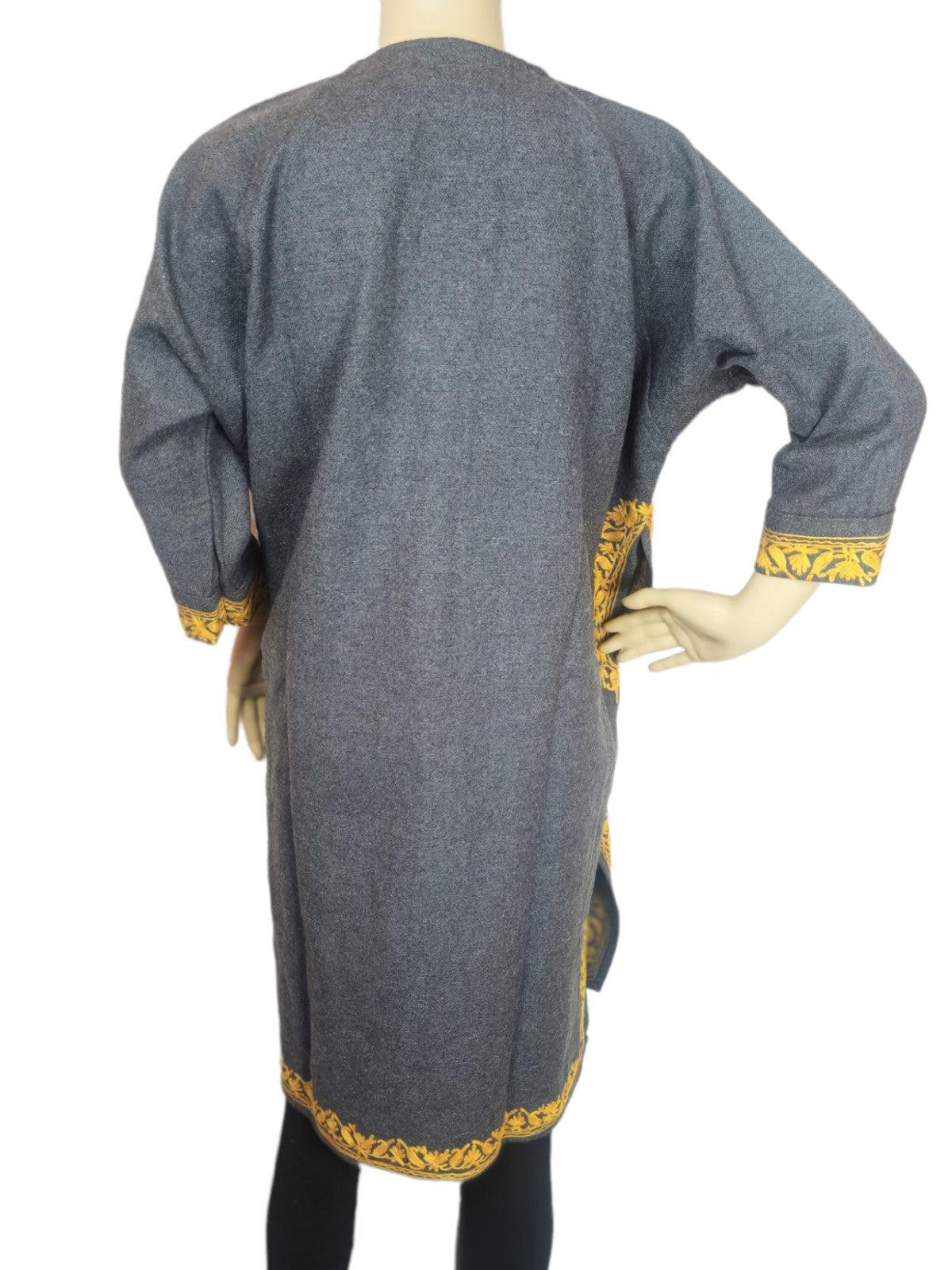 Kids Yak Wool Faran (Pheran) | S Grey | V Neck - ZANSKAR ARTS