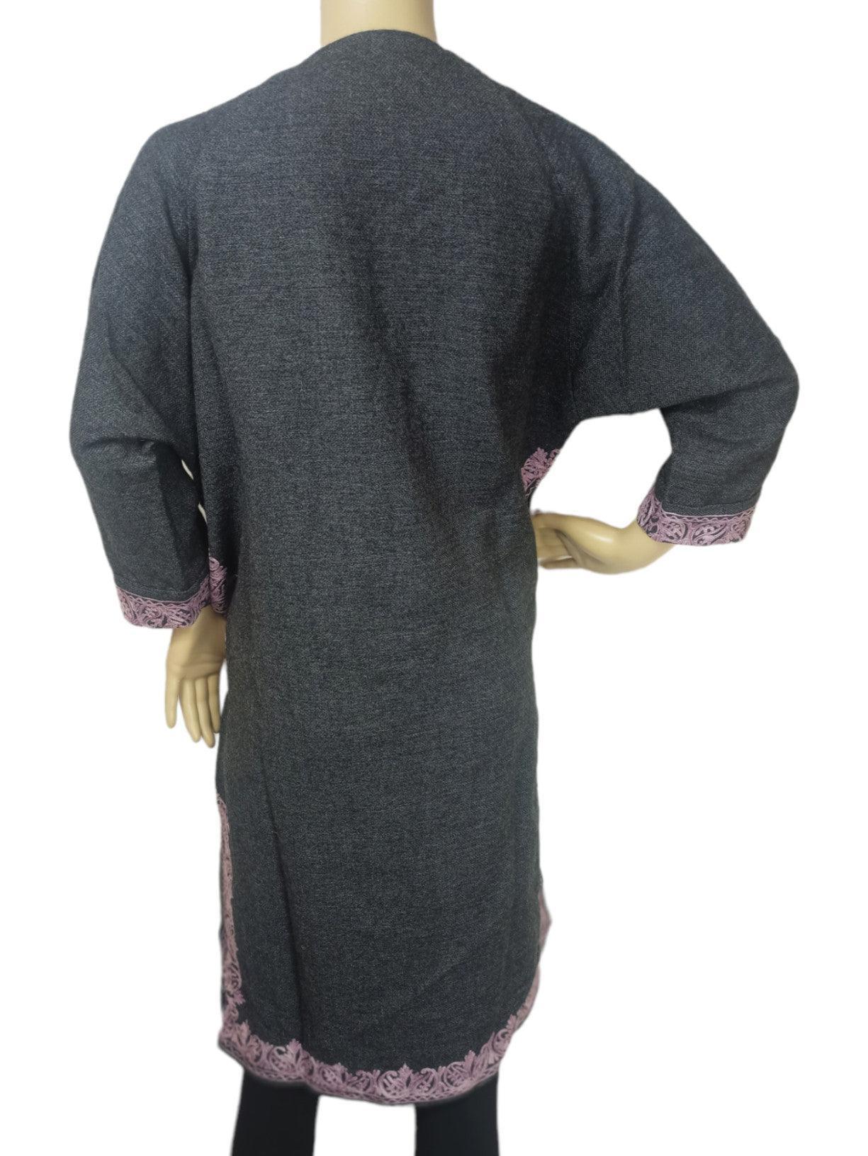 Women Yak Wool Faran | XL Dark Grey | V Neck