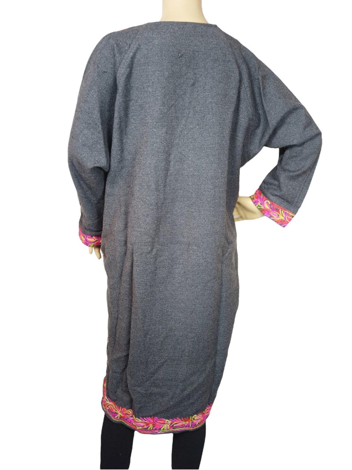 Women Yak Wool Faran | XL Grey | V Neck - ZANSKAR ARTS