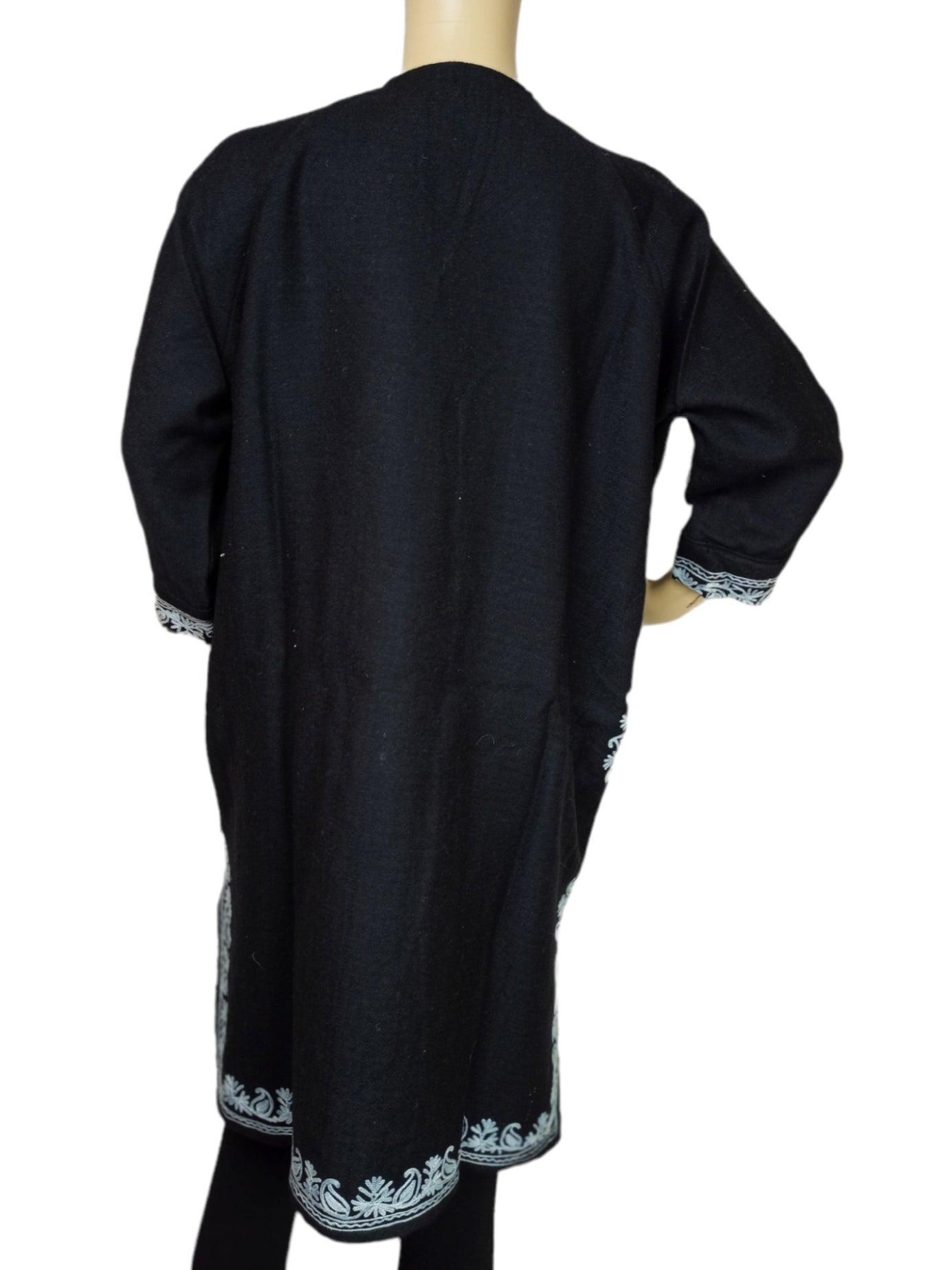 Kids Yak Wool Faran (Pheran) | S Dark Black | V Neck - ZANSKAR ARTS