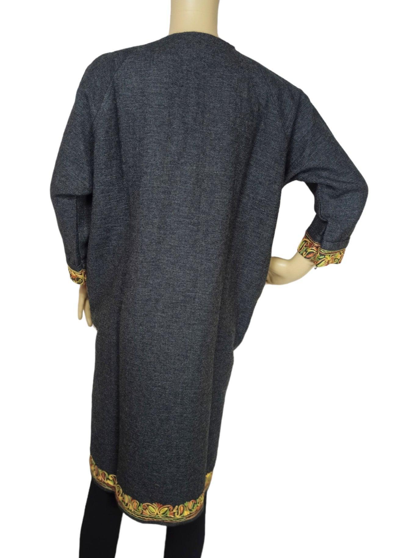 Kids Yak Wool Faran (Pheran) | L Dark Grey | V Neck - ZANSKAR ARTS