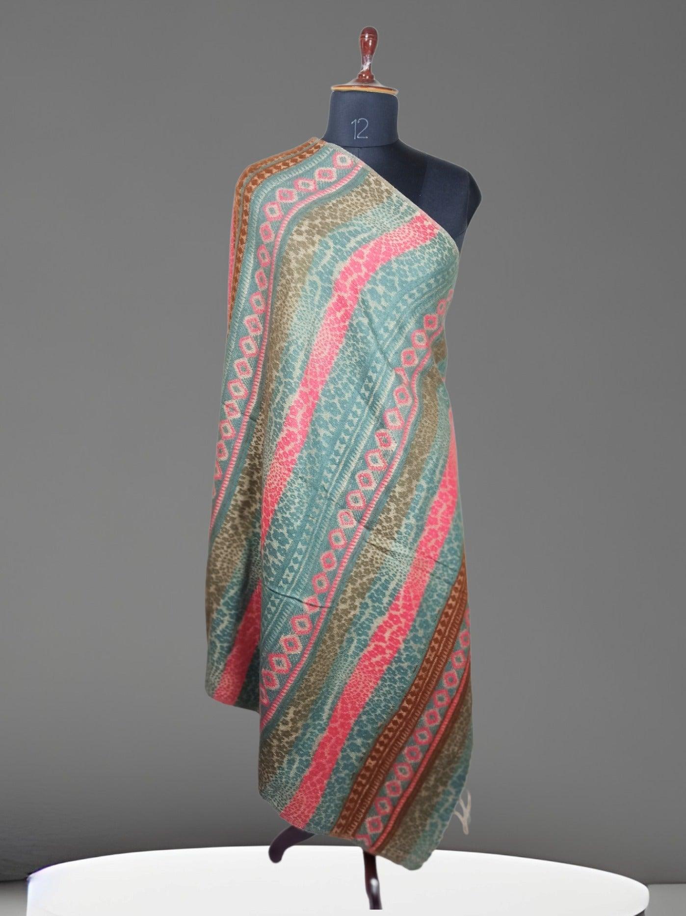 Tibet Yak Wool Shawl | Blanket Size | Multicolour - ZANSKAR ARTS