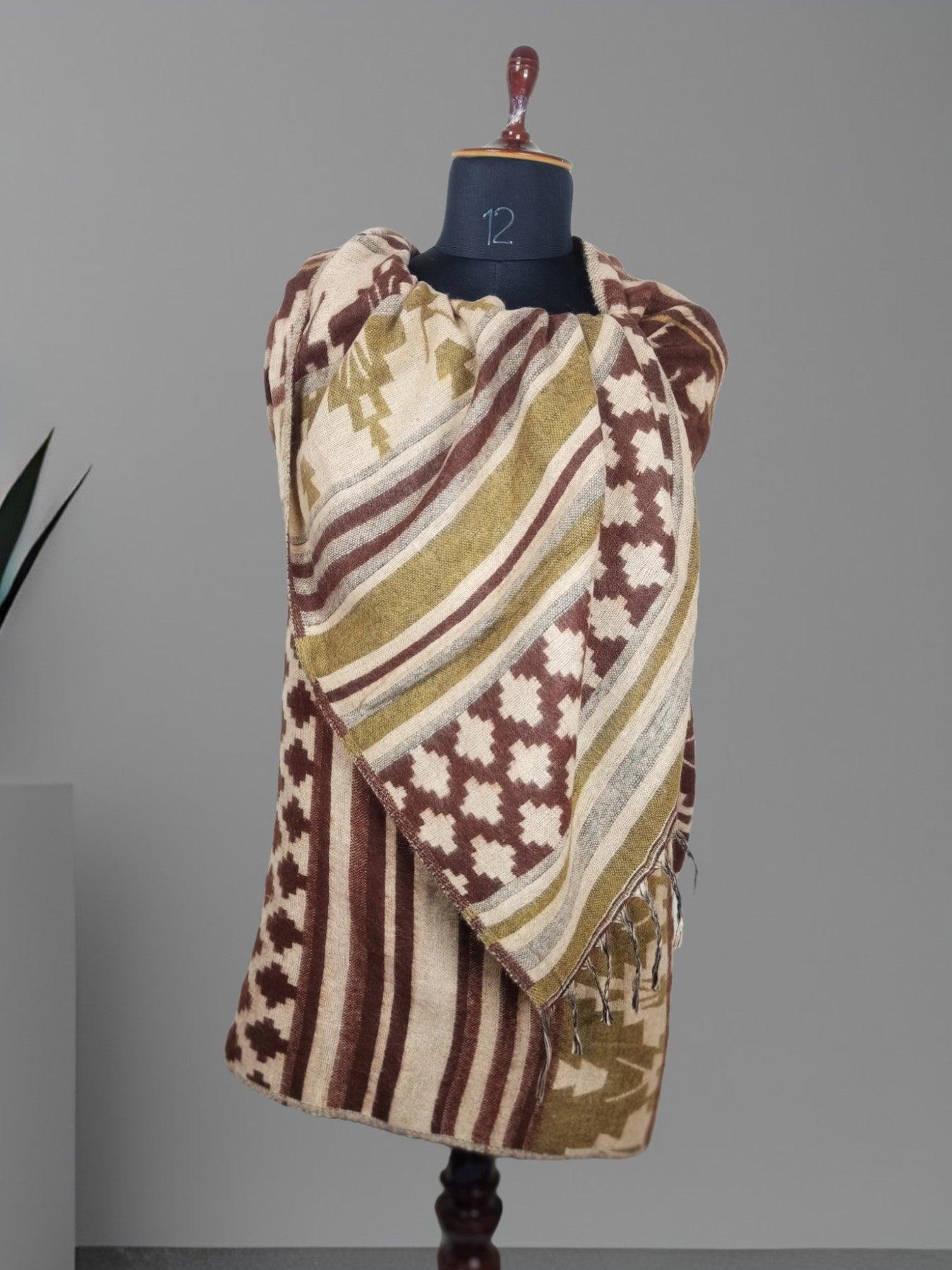 Tibet Yak Wool Shawl | Blanket Size |  Multicolour