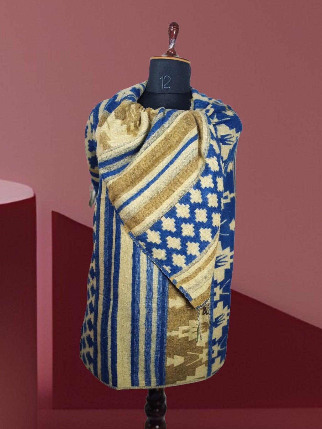 Tibet Yak Wool Shawl | Blanket Size |  Multicolour