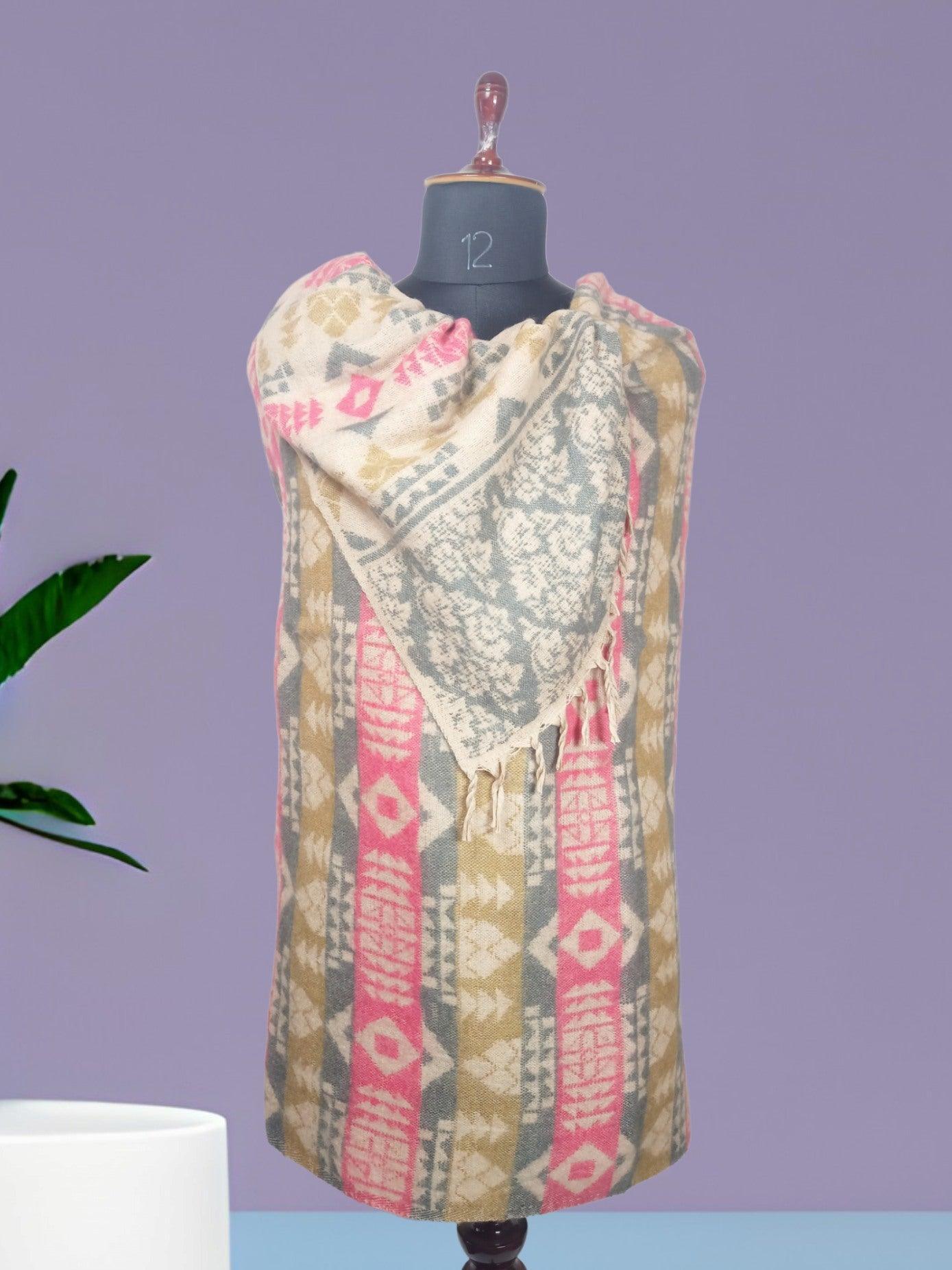 Tibet Yak Wool Shawl | Blanket Size |  Multicolour