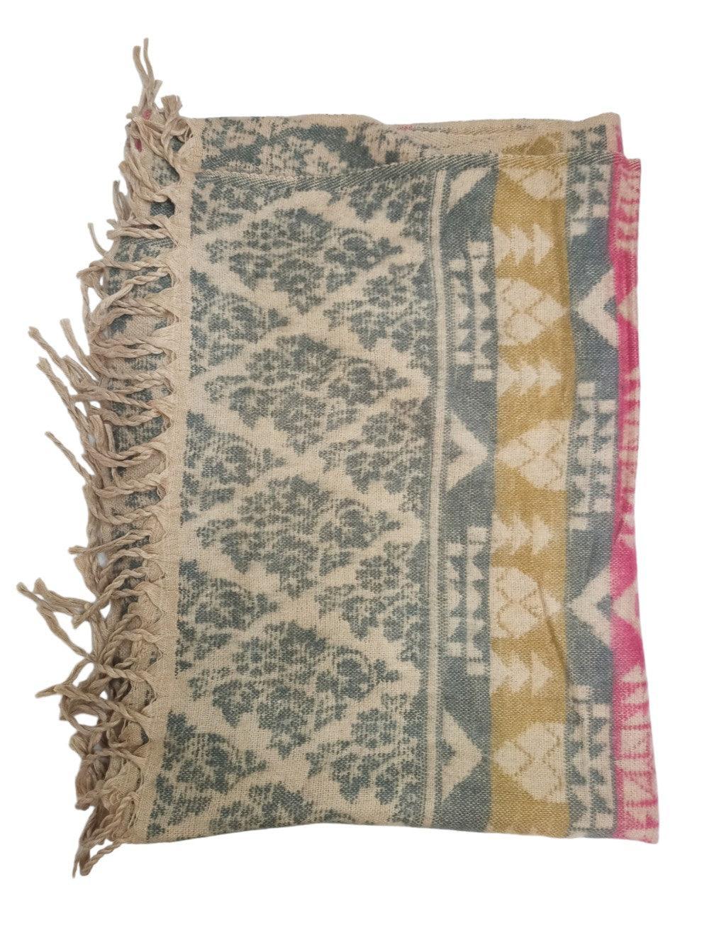 Tibet Yak Wool Shawl | Blanket Size |  Multicolour
