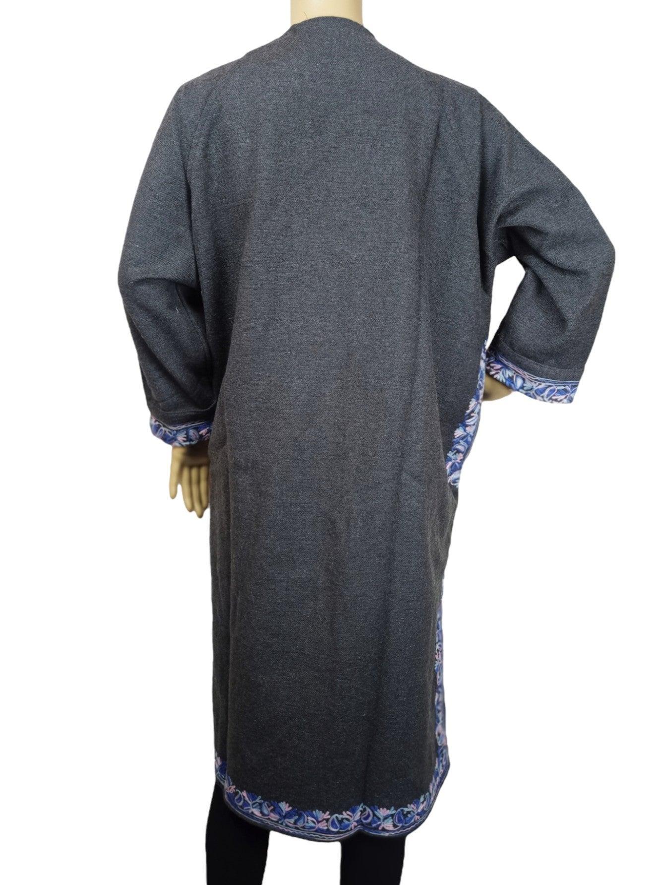 Women Yak Wool Faran | XL Grey | V Neck - ZANSKAR ARTS