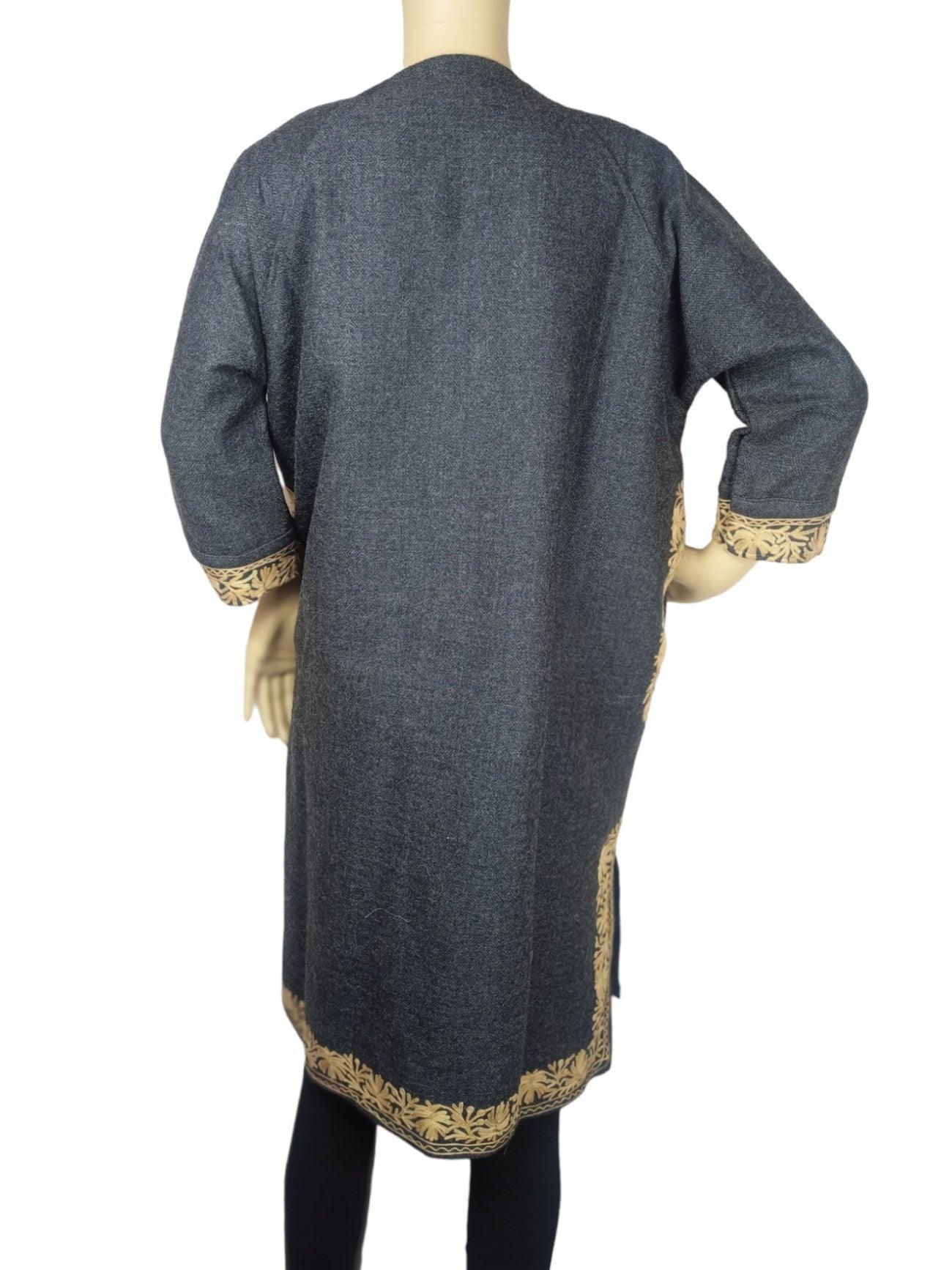 Kids Yak Wool Faran (Pheran) | L Dark Grey | V Neck - ZANSKAR ARTS