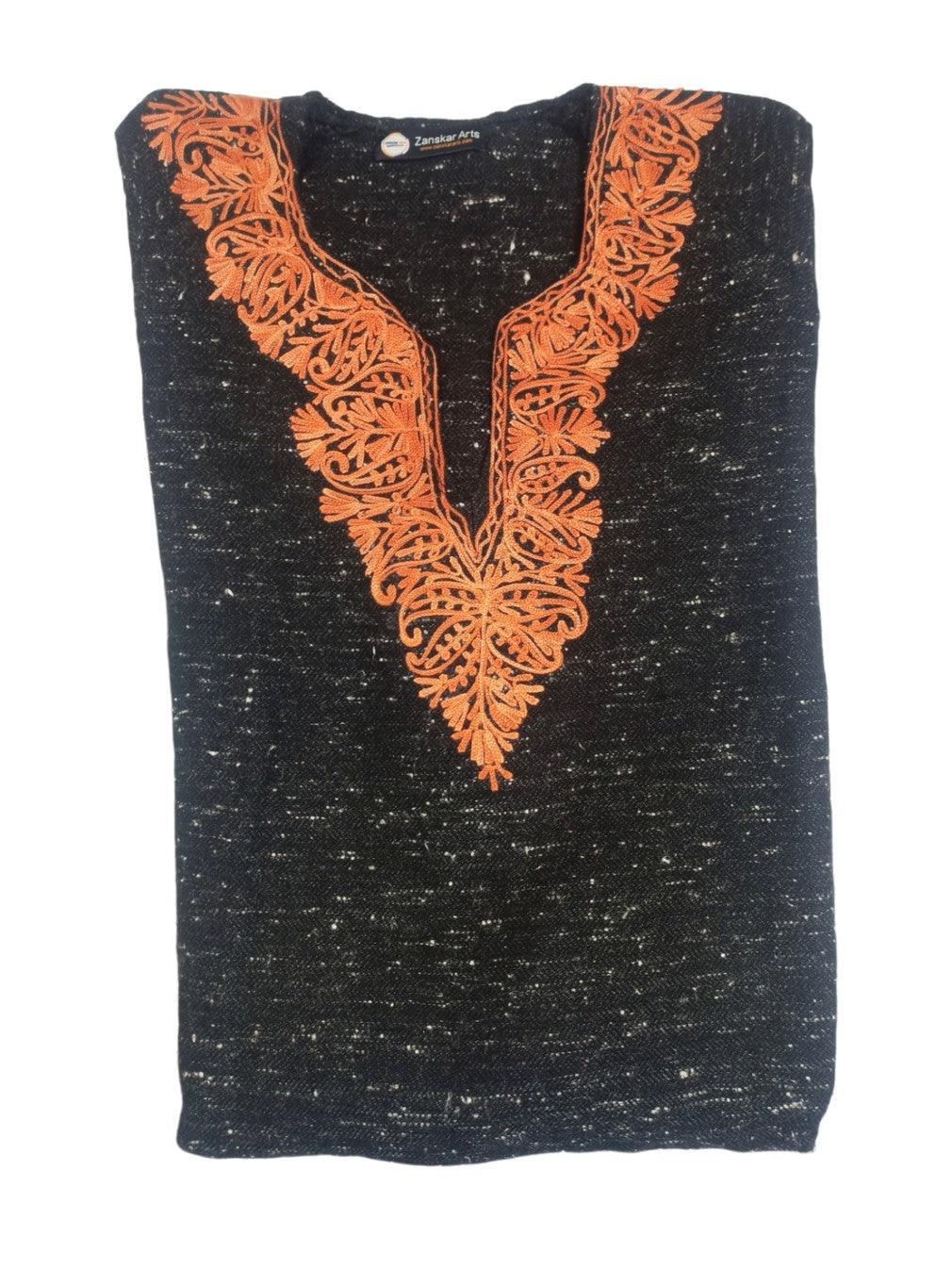 Women Yak Wool Faran | XL Natural Black | V Neck