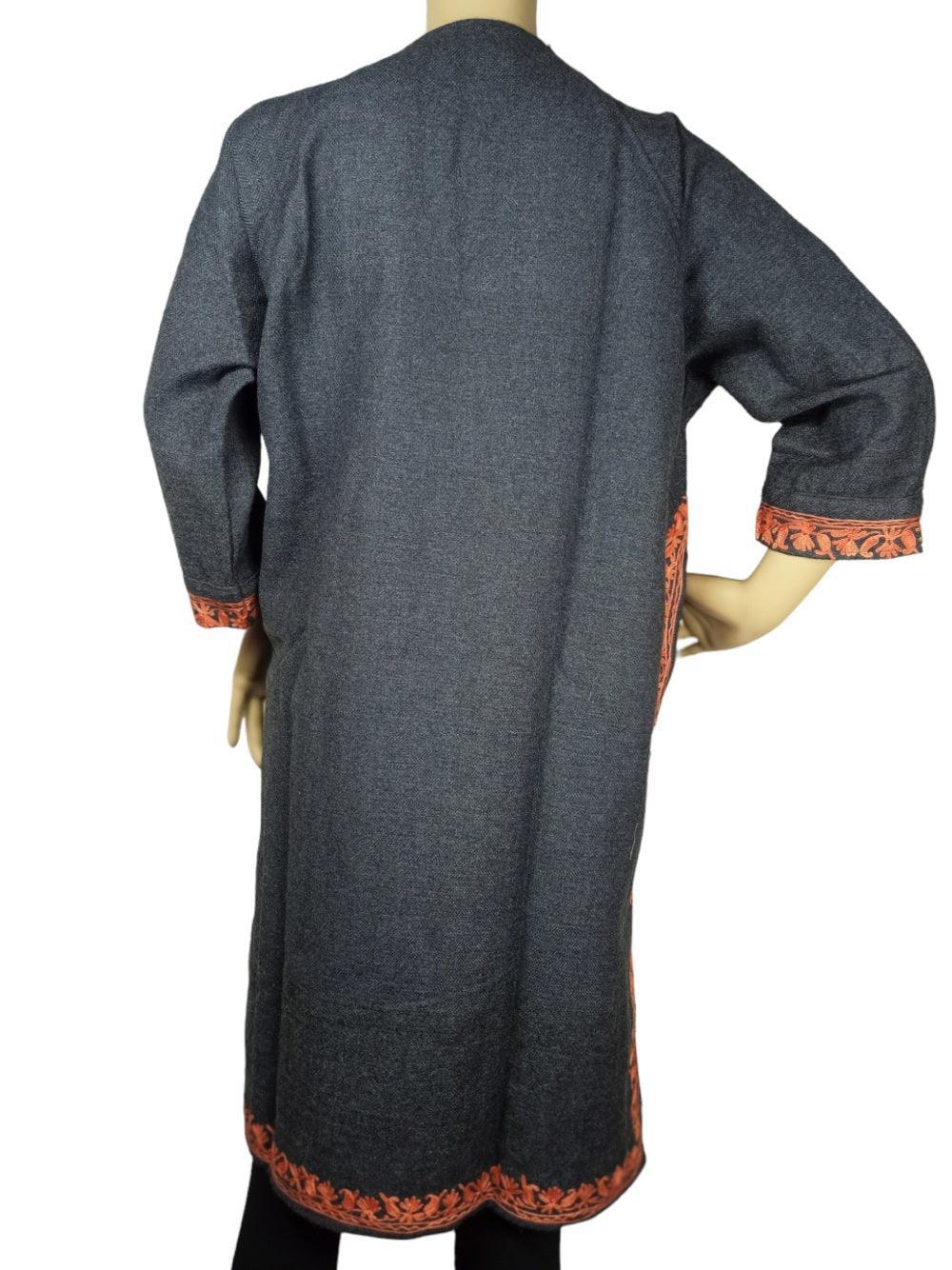 Kids Yak Wool Faran (Pheran) | S Dark Grey | V Neck - ZANSKAR ARTS