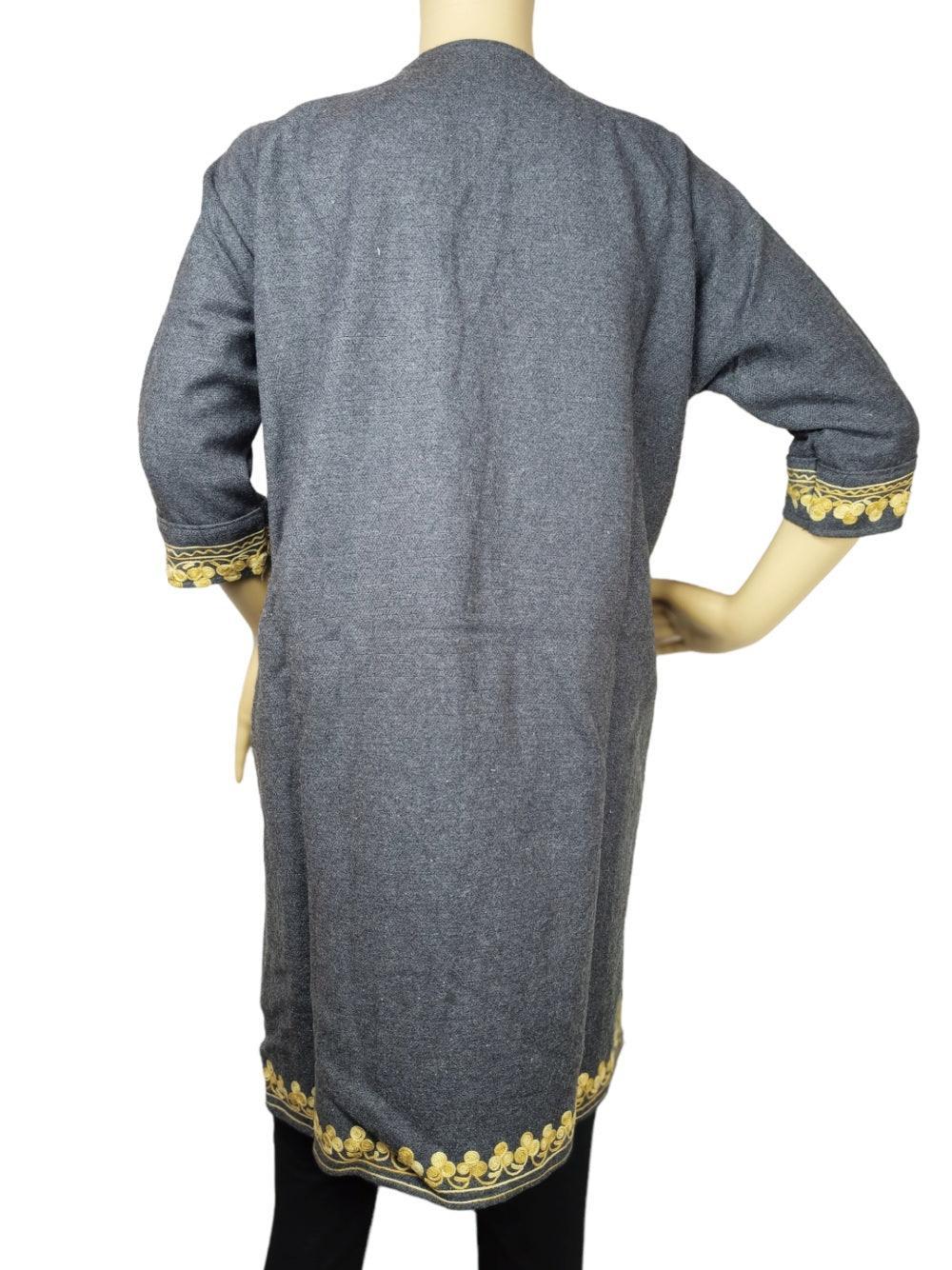 Kids Yak Wool Faran (Pheran) | S Grey | V Neck - ZANSKAR ARTS