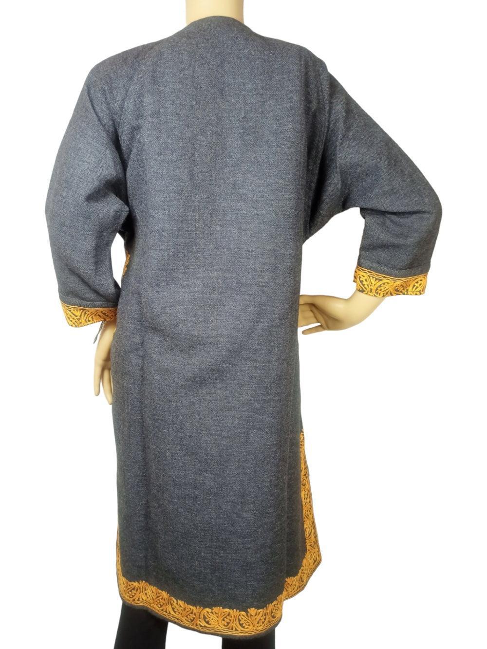 Kids Yak Wool Faran (Pheran) | L Dark Grey | V Neck - ZANSKAR ARTS