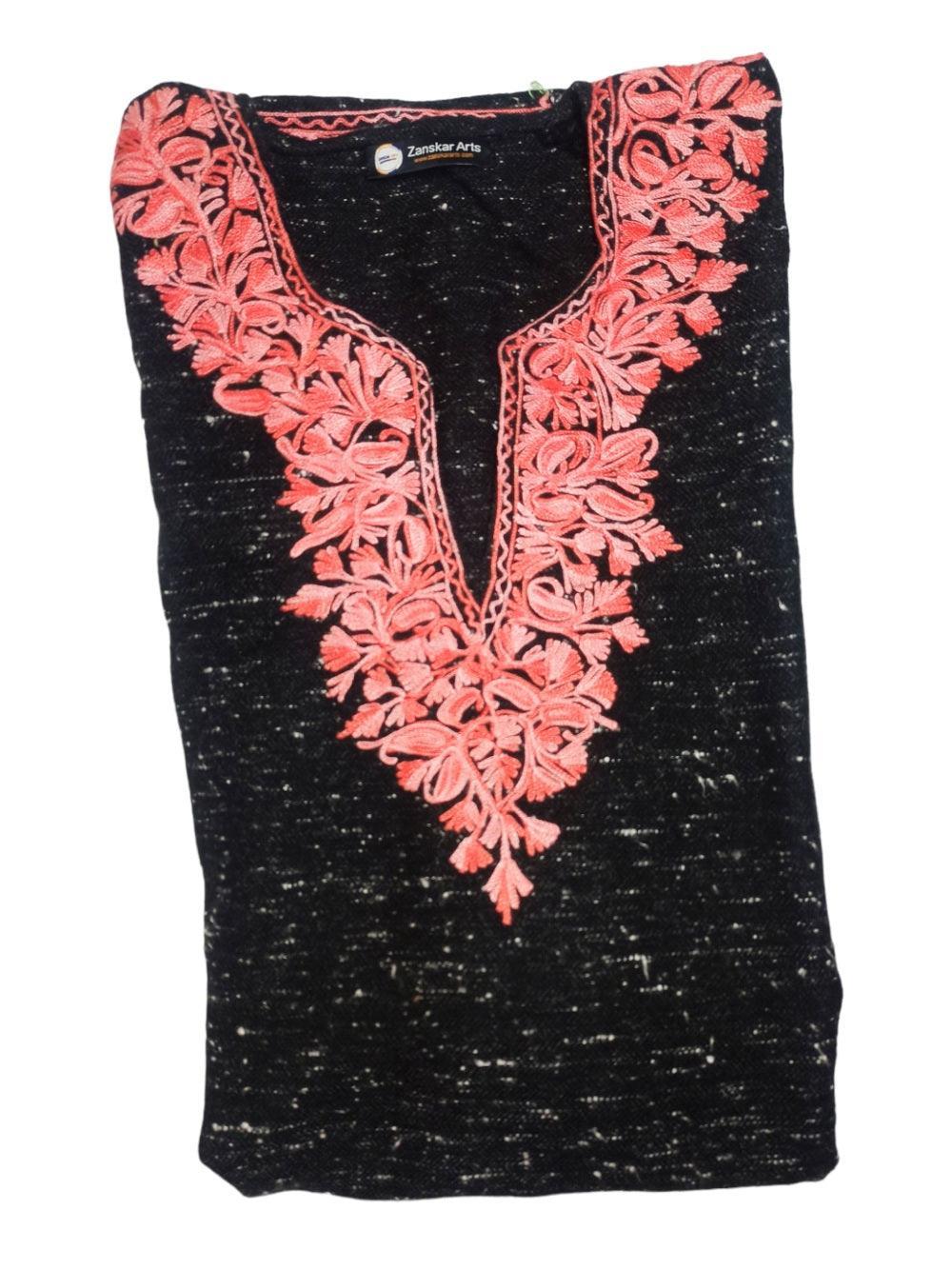 Women Yak Wool Faran | XL Natural Black | V Neck
