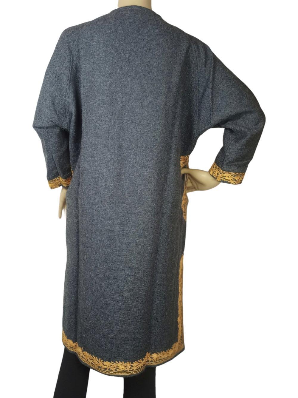 Kids Yak Wool Faran (Pheran) | L Dark Grey | V Neck - ZANSKAR ARTS