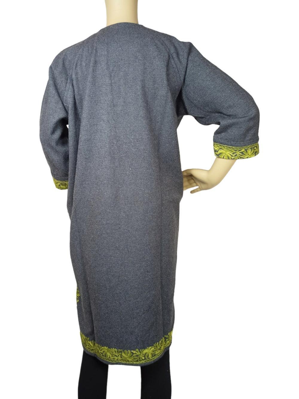 Kids Yak Wool Faran (Pheran) | L Grey | V Neck - ZANSKAR ARTS