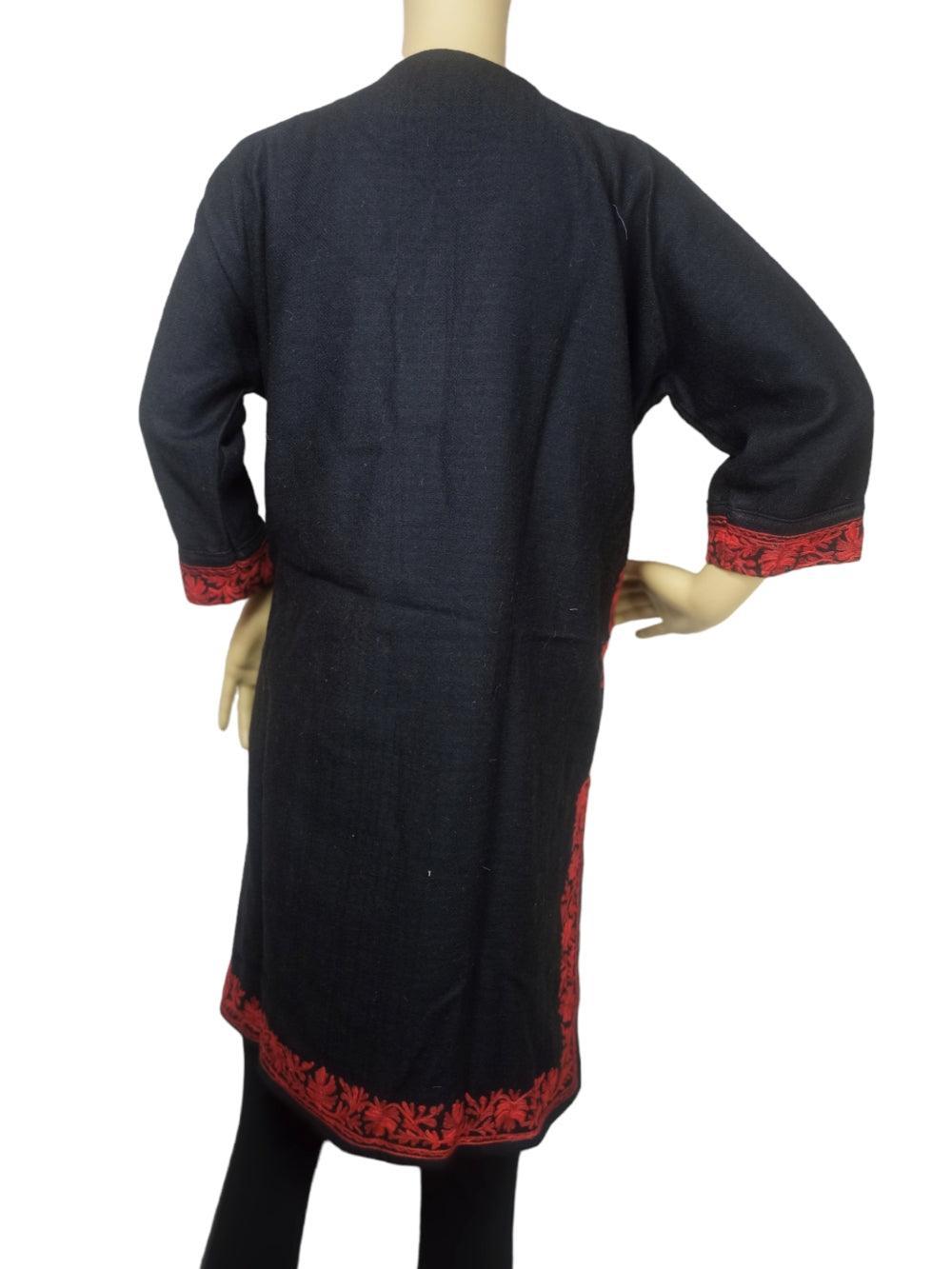 Kids Yak Wool Faran (Pheran) | S Dark Black | V Neck - ZANSKAR ARTS