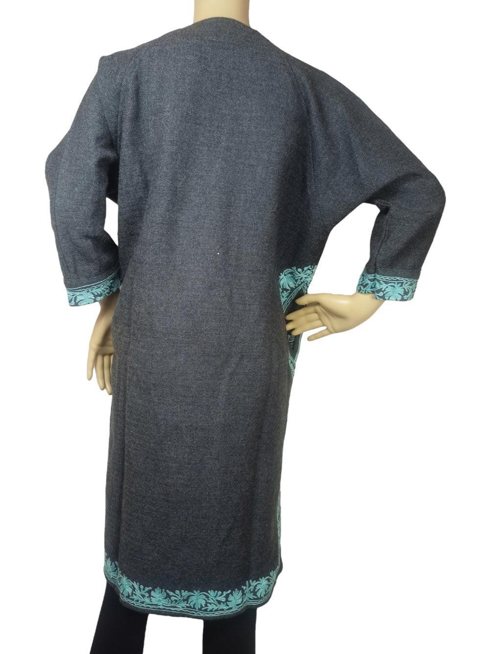 Kids Yak Wool Faran (Pheran) | S Dark Grey | V Neck - ZANSKAR ARTS